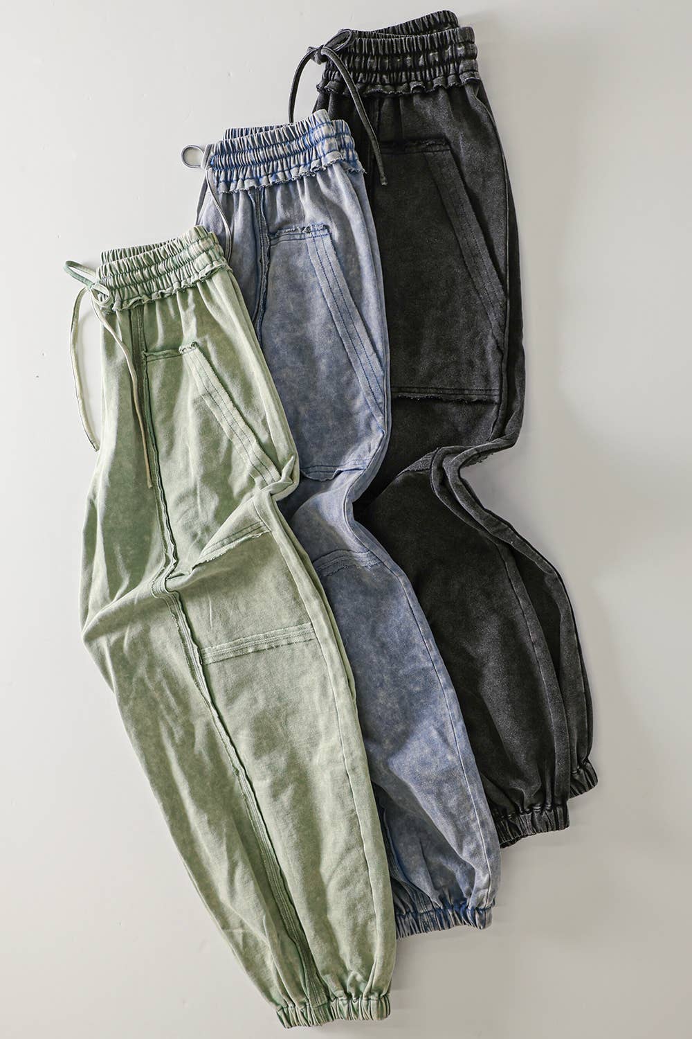 Vintage Wash Cargo Jogger Pants: SAGE