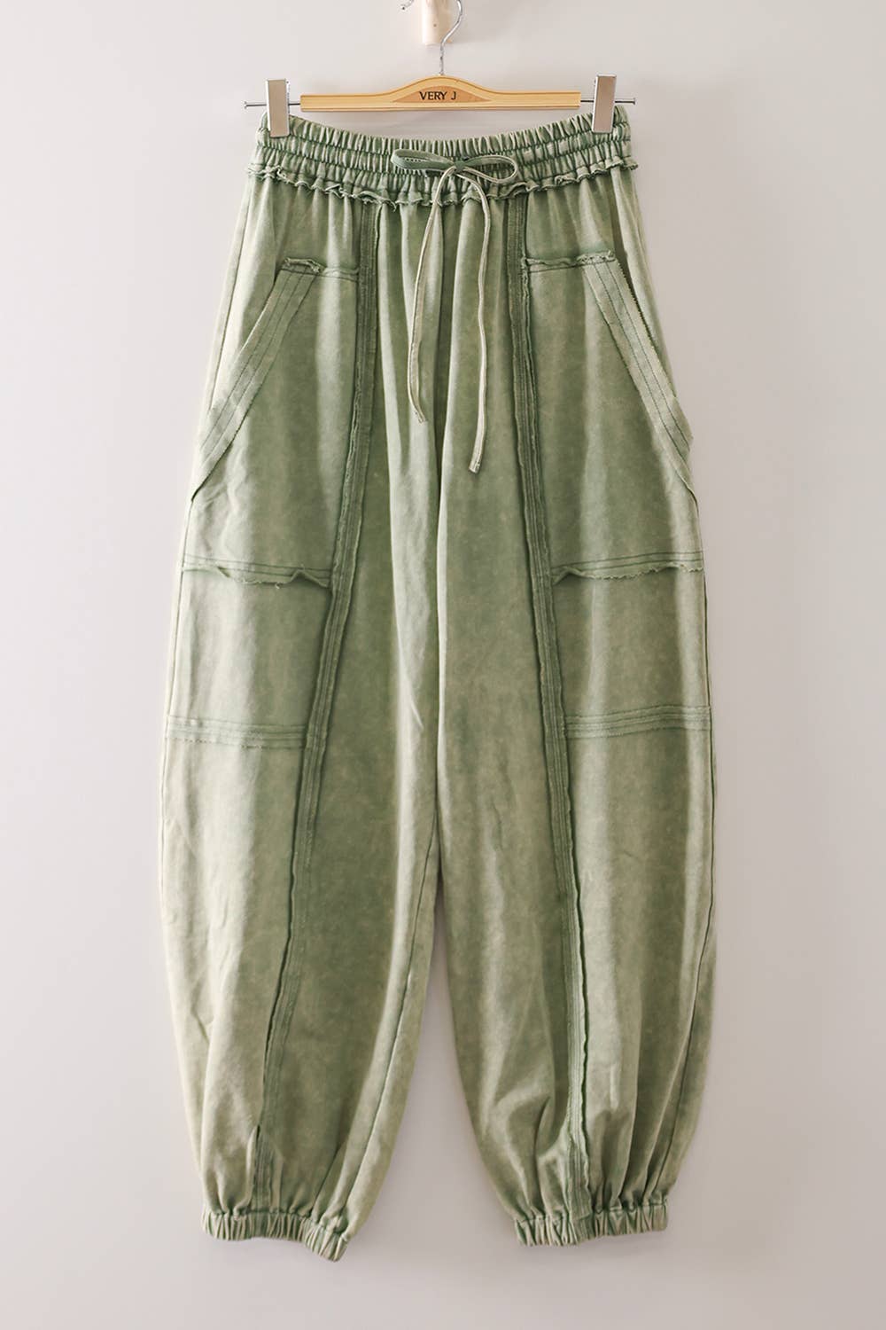 Vintage Wash Cargo Jogger Pants: SAGE